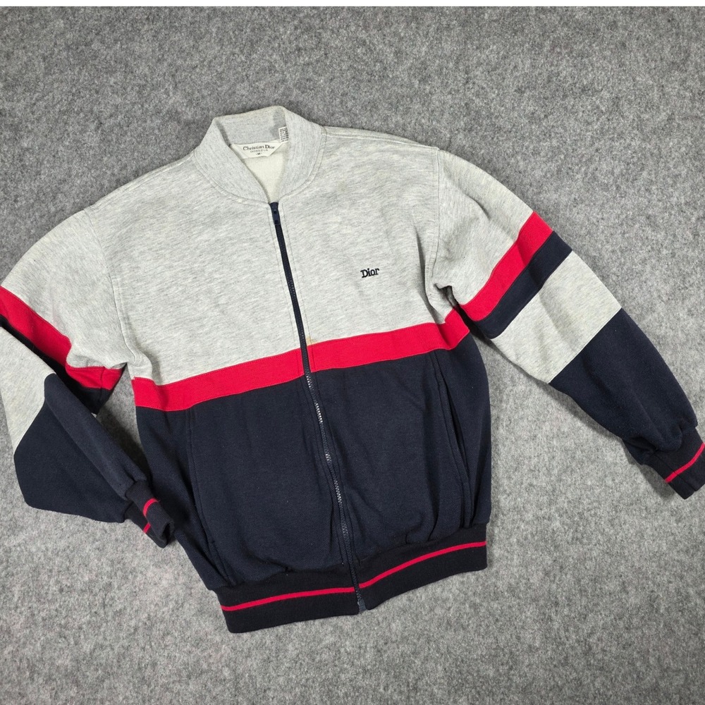 Vintage Christian Dior Monsieur Track Jacket Sweatshirt Zip Sweater Med 80s/90s